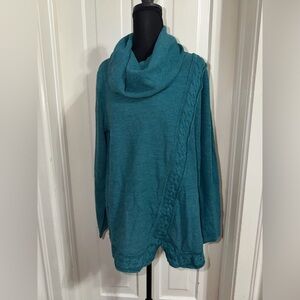 Women's Croft & Barrow Teal Cowl Neck Sweater Womens size large winter cold cute